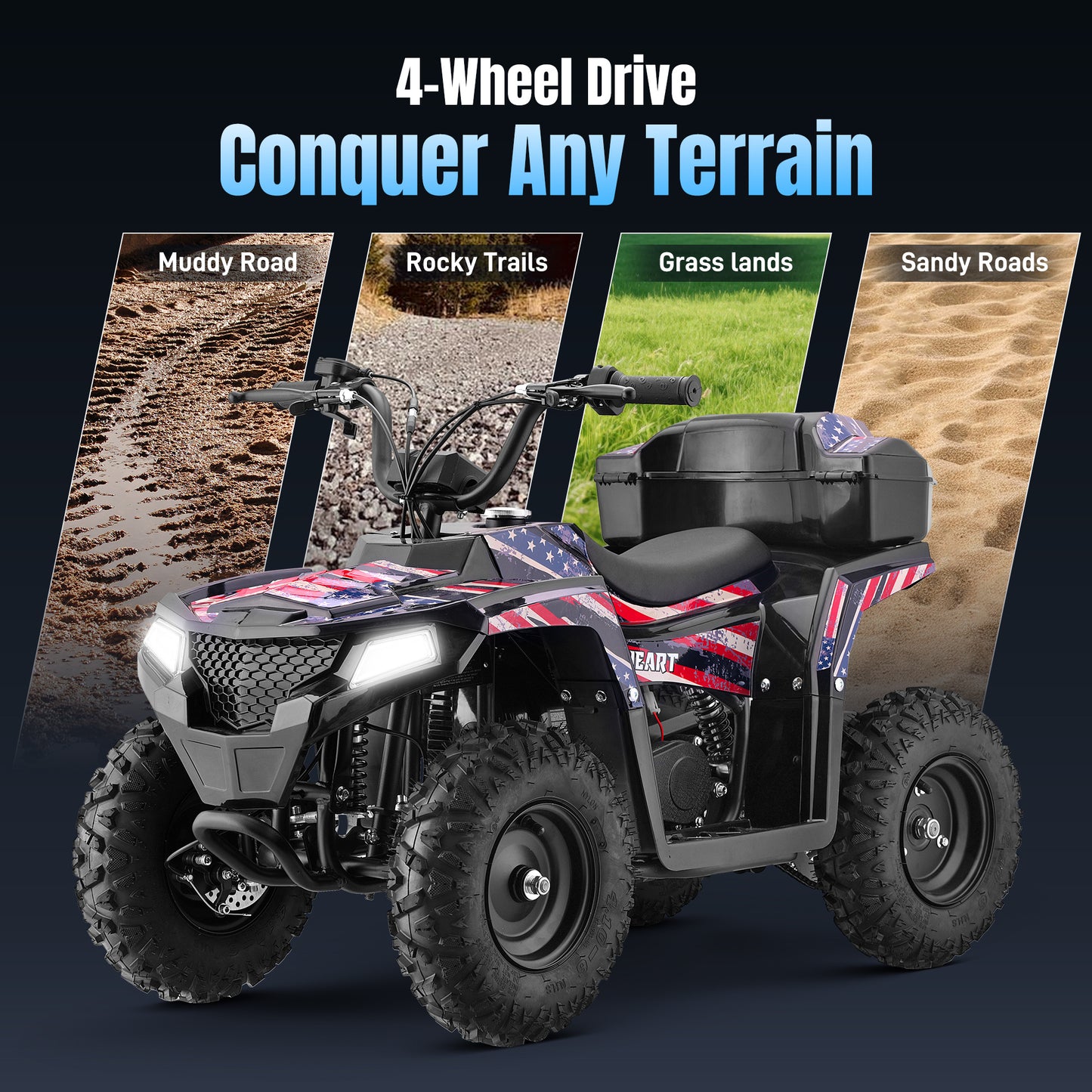 40CC 4-Stroke Kids Off-Road Quad Bike With Knobby Tires
