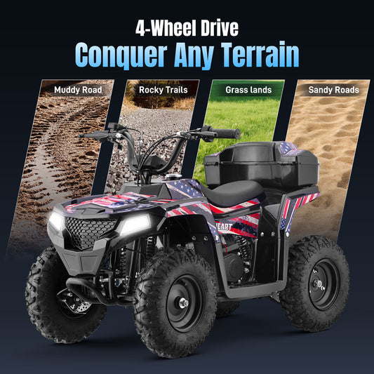 40CC 4-Stroke Kids Off-Road Quad Bike With Knobby Tires