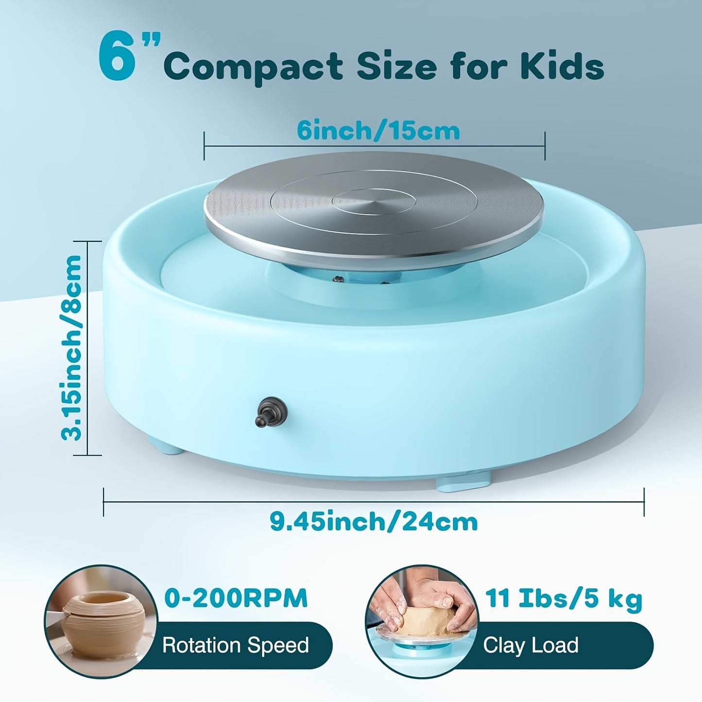 Mini Pottery Wheel Kit 6 Inch For Beginners And Kids 75W