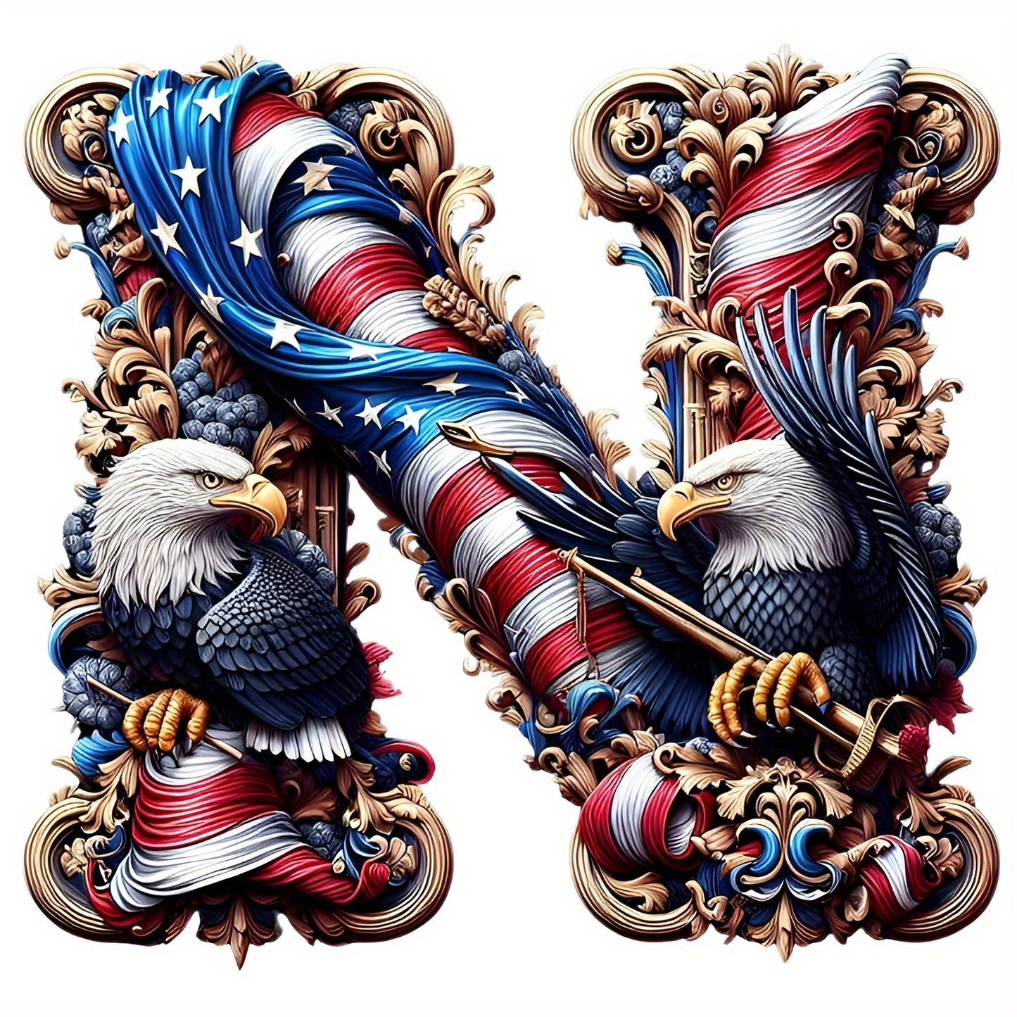 DIY Diamond Art Eagle Flag Alphabet 5D Kit 25 Letters AZ