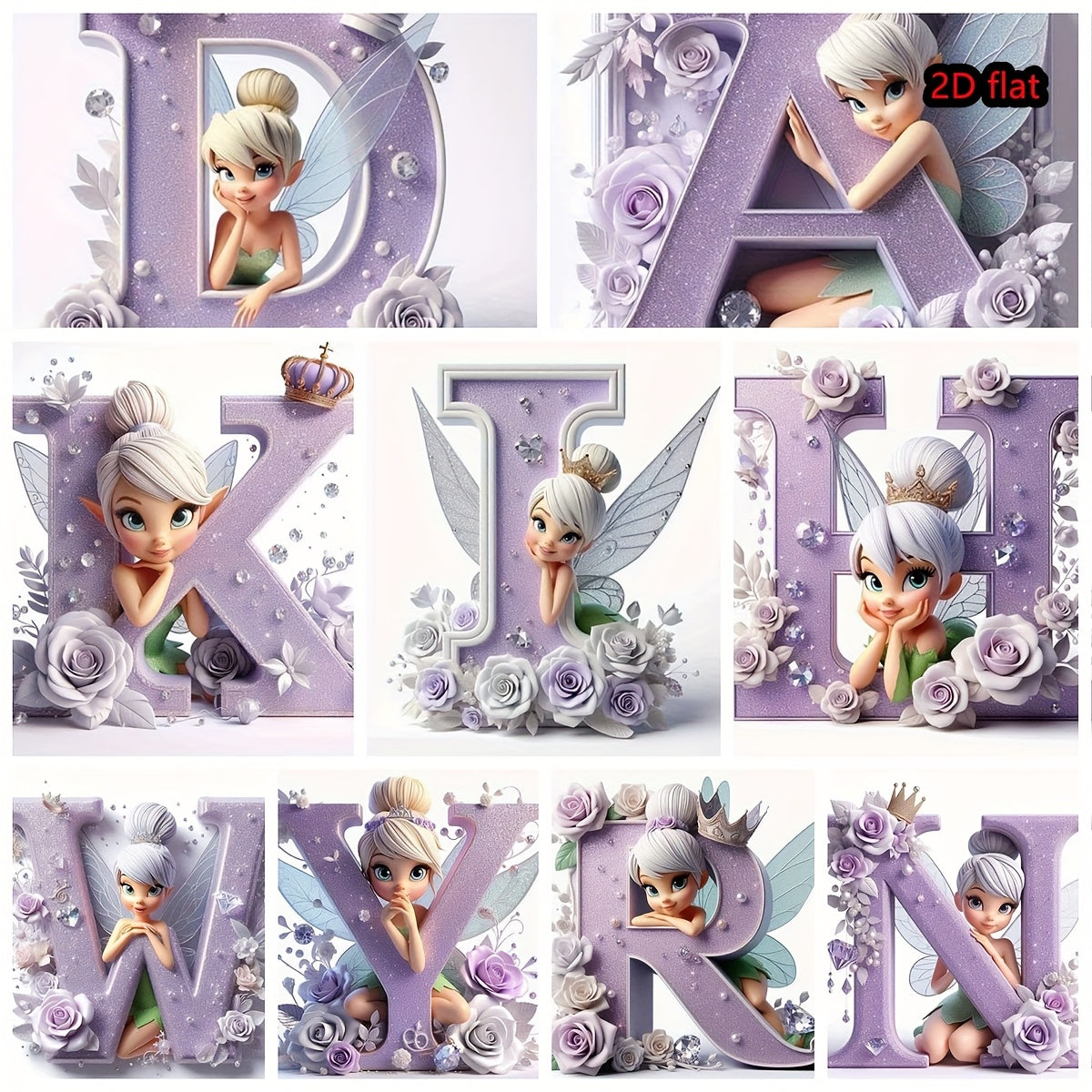 Round Diamond Art Kit with A-Z Letters and Elves Wall Decor