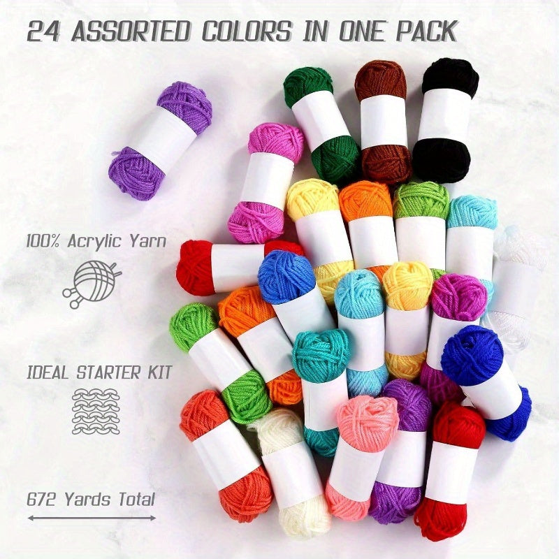 All-In-One Crochet Kit With 24 Yarns Storage Case Beginners