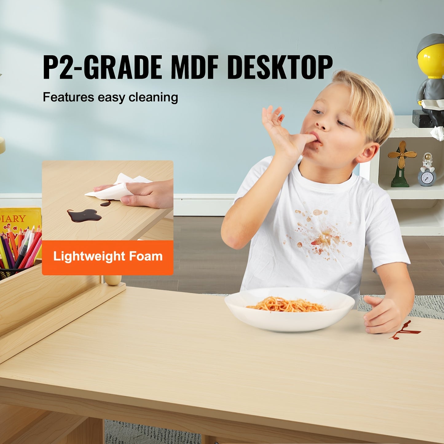 Happybuy Wooden Kids Art Table With 2 Chairs And Cabinet