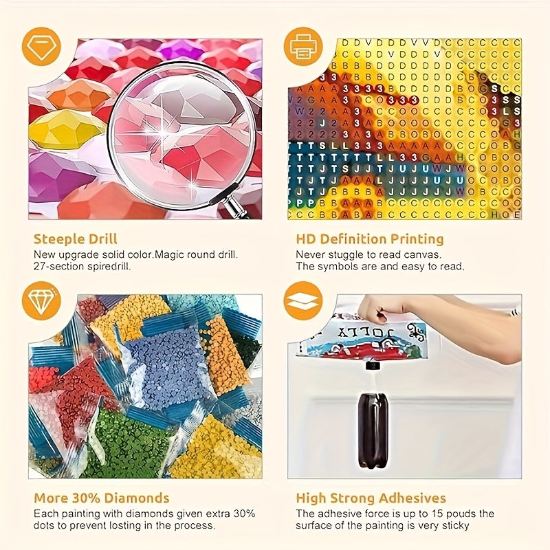 5D DIY Full Round Diamond Painting Tree Kit, 30x40cm Home Decor