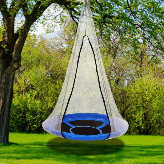 Blue 43 Inch Saucer Swing 2 In 1 Tent Swing 360 Rotation