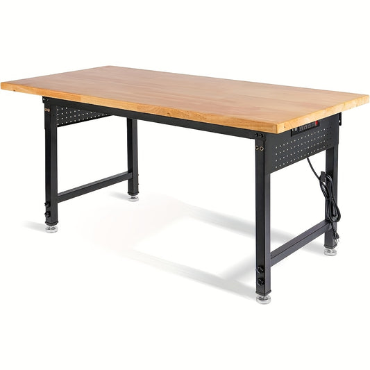 48-60in Heavy Duty Adjustable Workbench With Pegboard 2000lbs Capacity