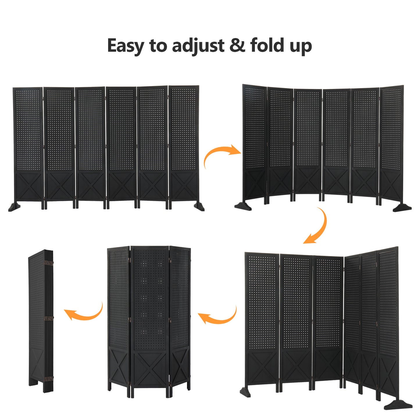 Vingli 60 Inch Freestanding Wood Pegboard Room Divider