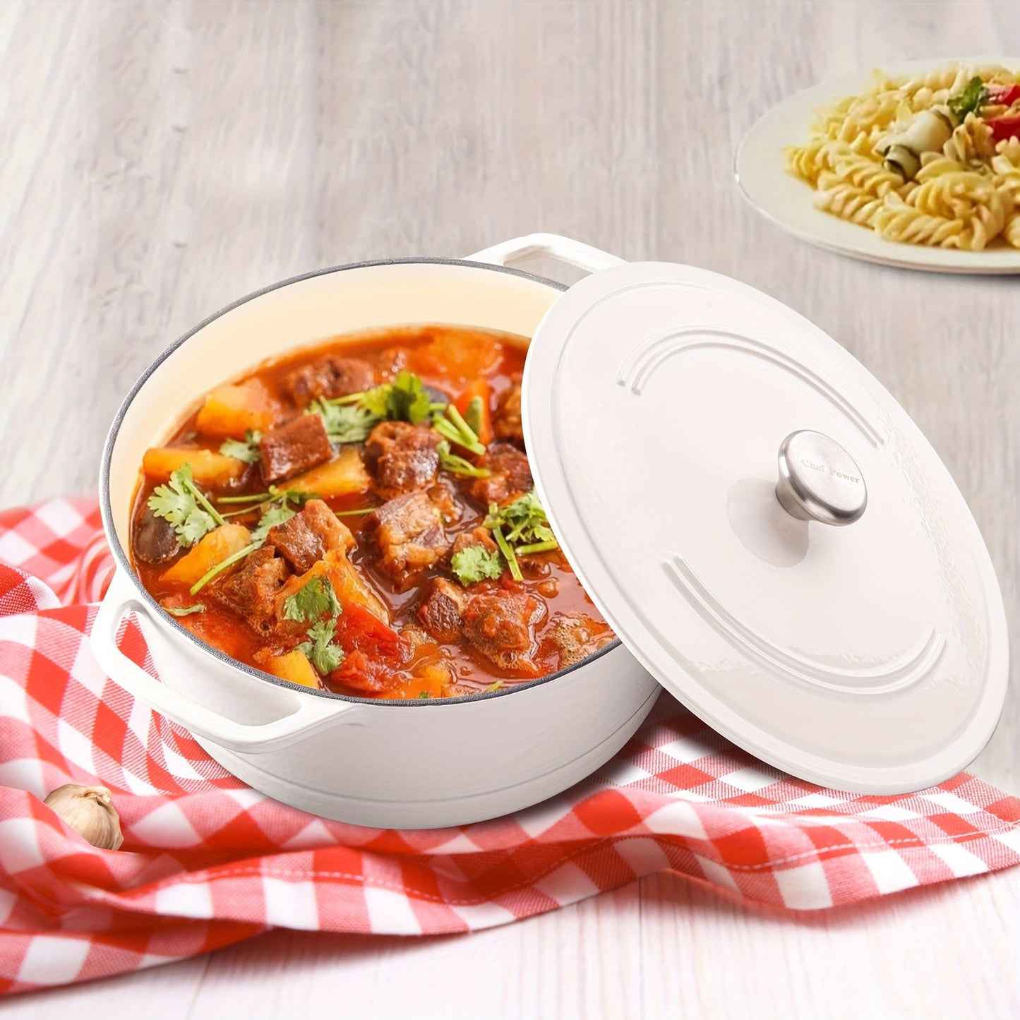 Six Qt Enameled Cast Iron Dutch Oven With Lid Dual Handles