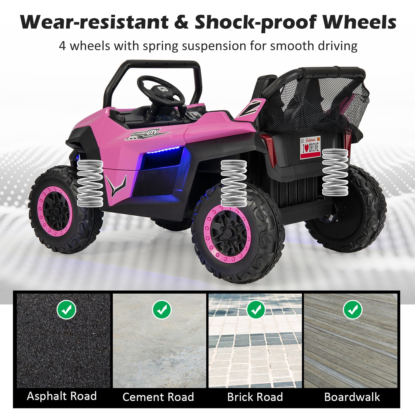 COSTWAY 12V Kids Electric UTV Ride On With Remote And Lights