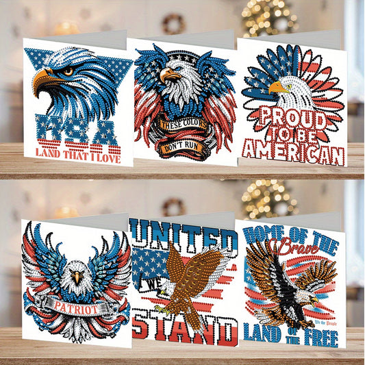 Diy Eagle Independence Day Diamond Painting Cards Kit