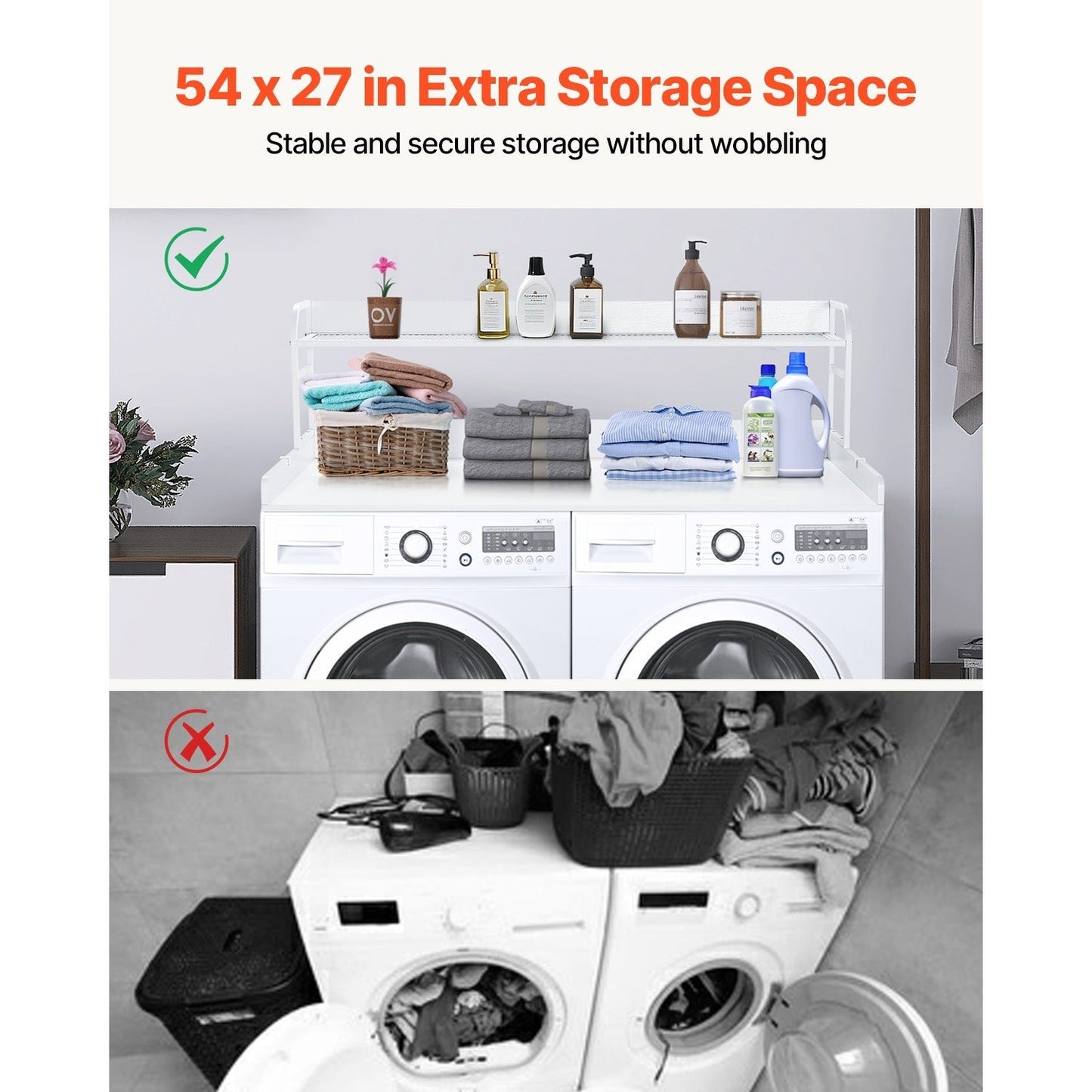 VEVOR Washer Dryer Countertop With 2 Tier Shelf Storage