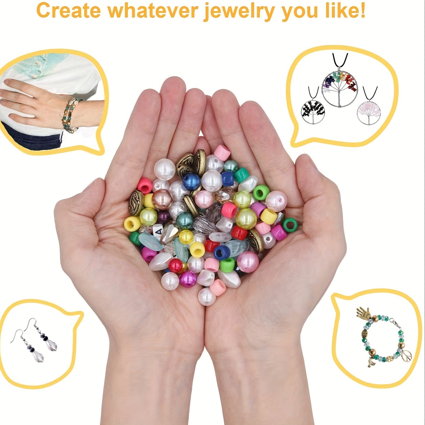 1171 Pcs DIY Jewelry Kit With Beads Charms And Tools