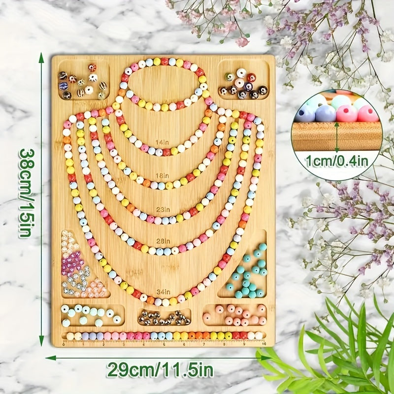 Natural Bamboo Jewelry Board Bead Organizer Tray DIY