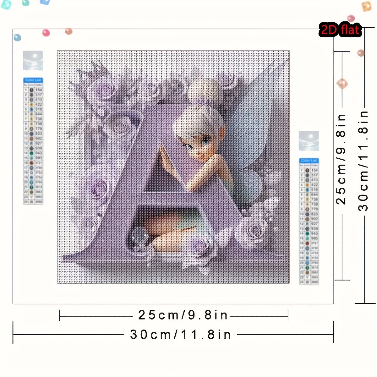 Round Diamond Art Kit with A-Z Letters and Elves Wall Decor