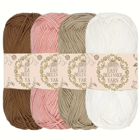 Cozy Acrylic Yarn Set Four Pcs For Crochet And Knit