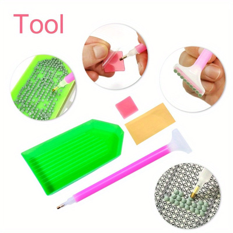 5Pcs 5D Diamond Painting Kit With Round And Square Diamonds