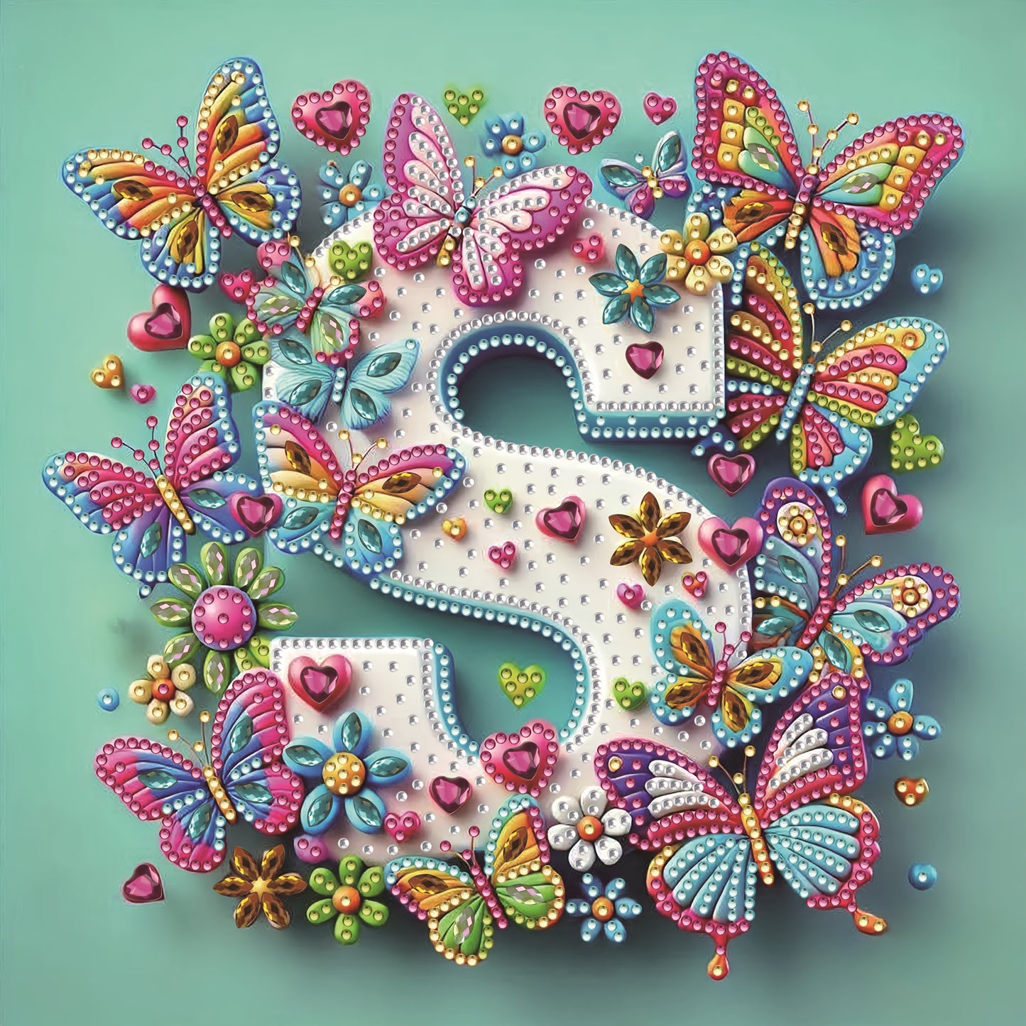 DIY Alphabet Diamond Painting Kit with Butterfly Designs
