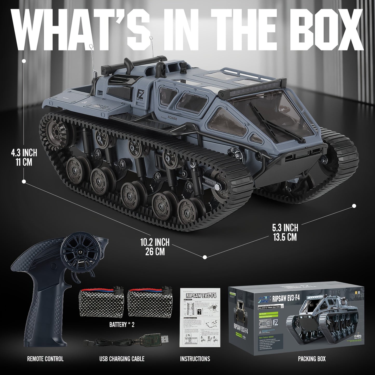 RC Tracked Tank Remote Control Offroad Car With LED Lights