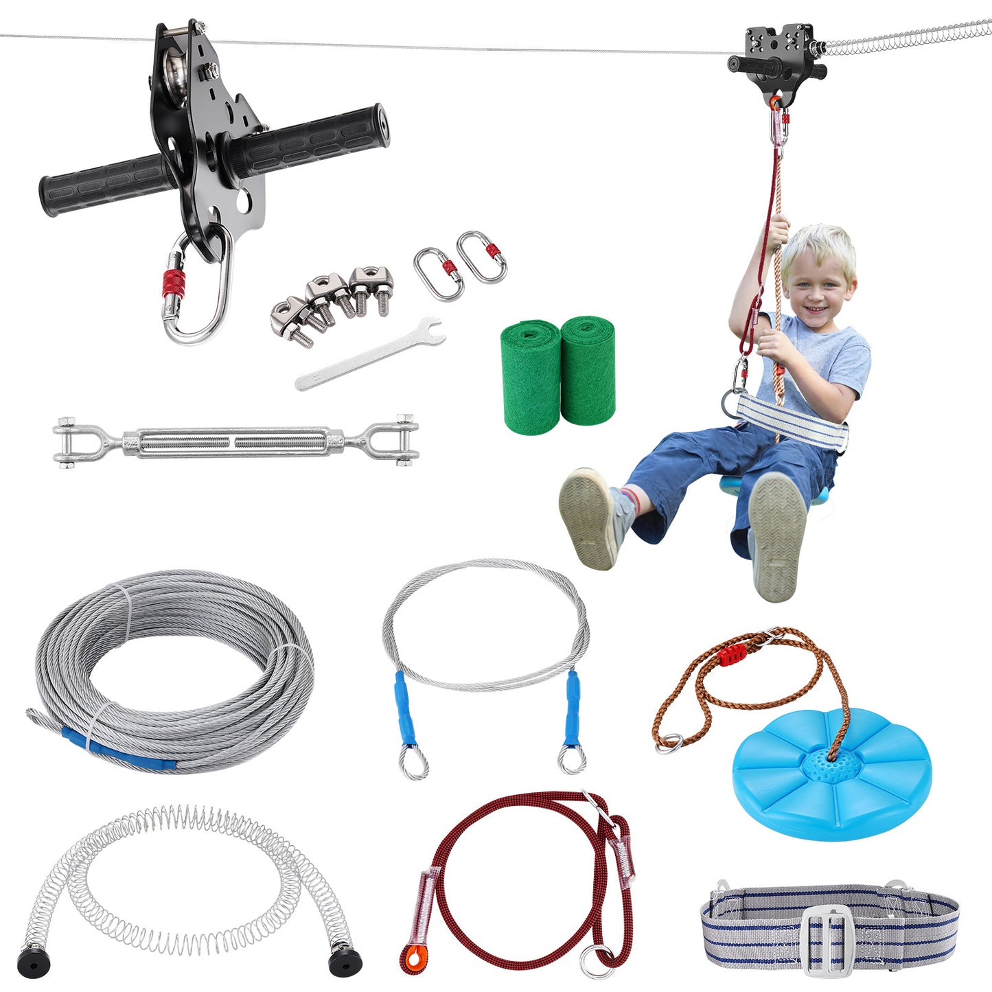 VEVOR Zipline Kit 80 Ft for Kids and Adults Backyard