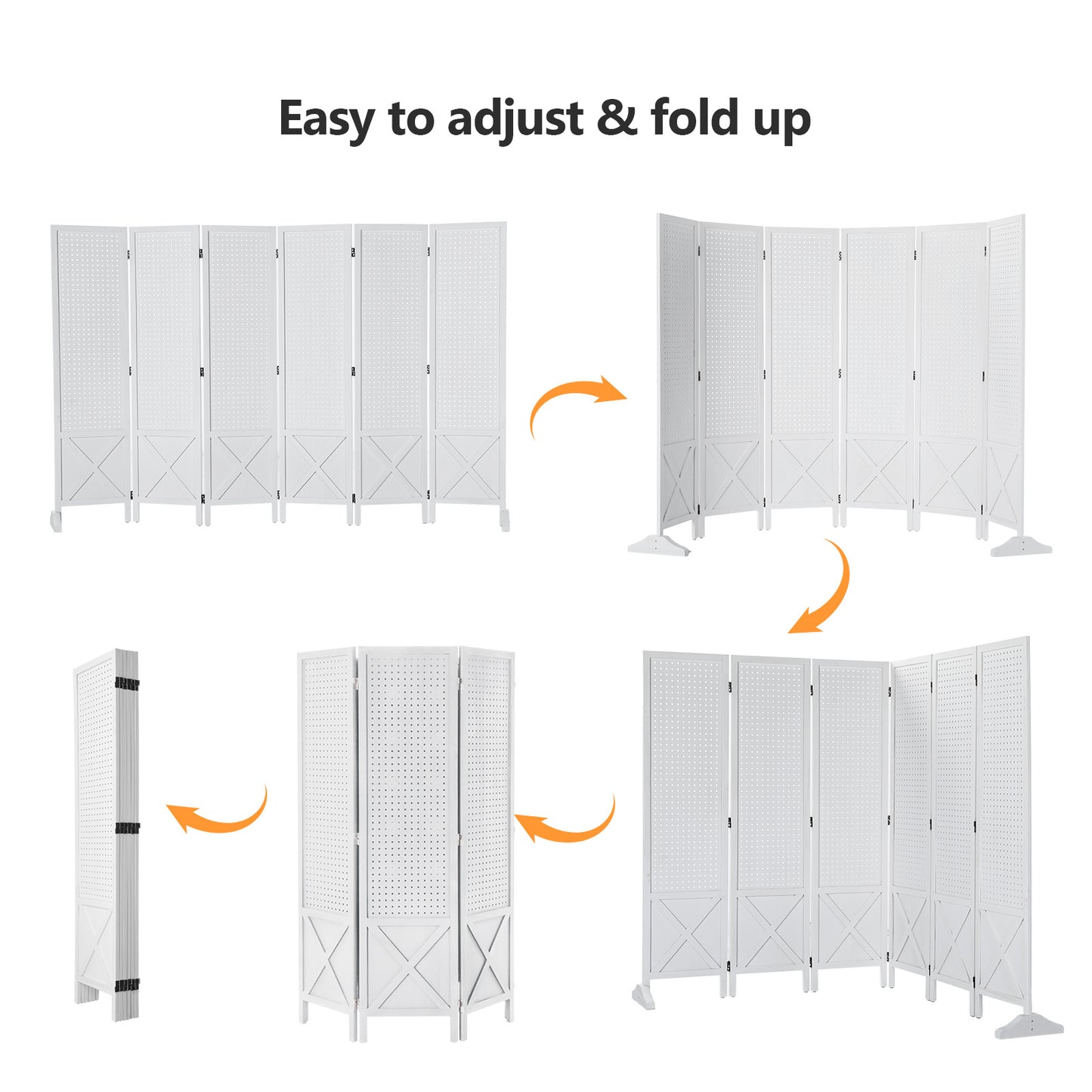 Vingli 60 Inch Freestanding Wood Pegboard Room Divider