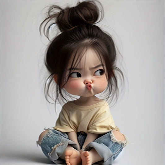Pouting Girl Diamond Painting Kit Frameless Wall Decor