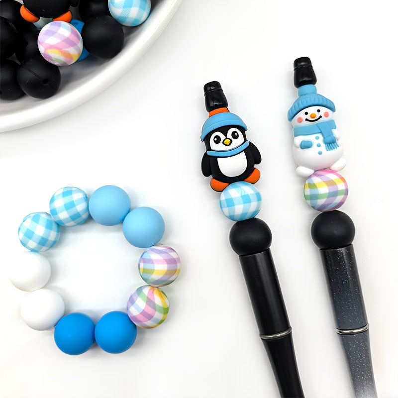 Winter Beads Set Cute Penguins Snowmen Reindeer 6 8 10mm