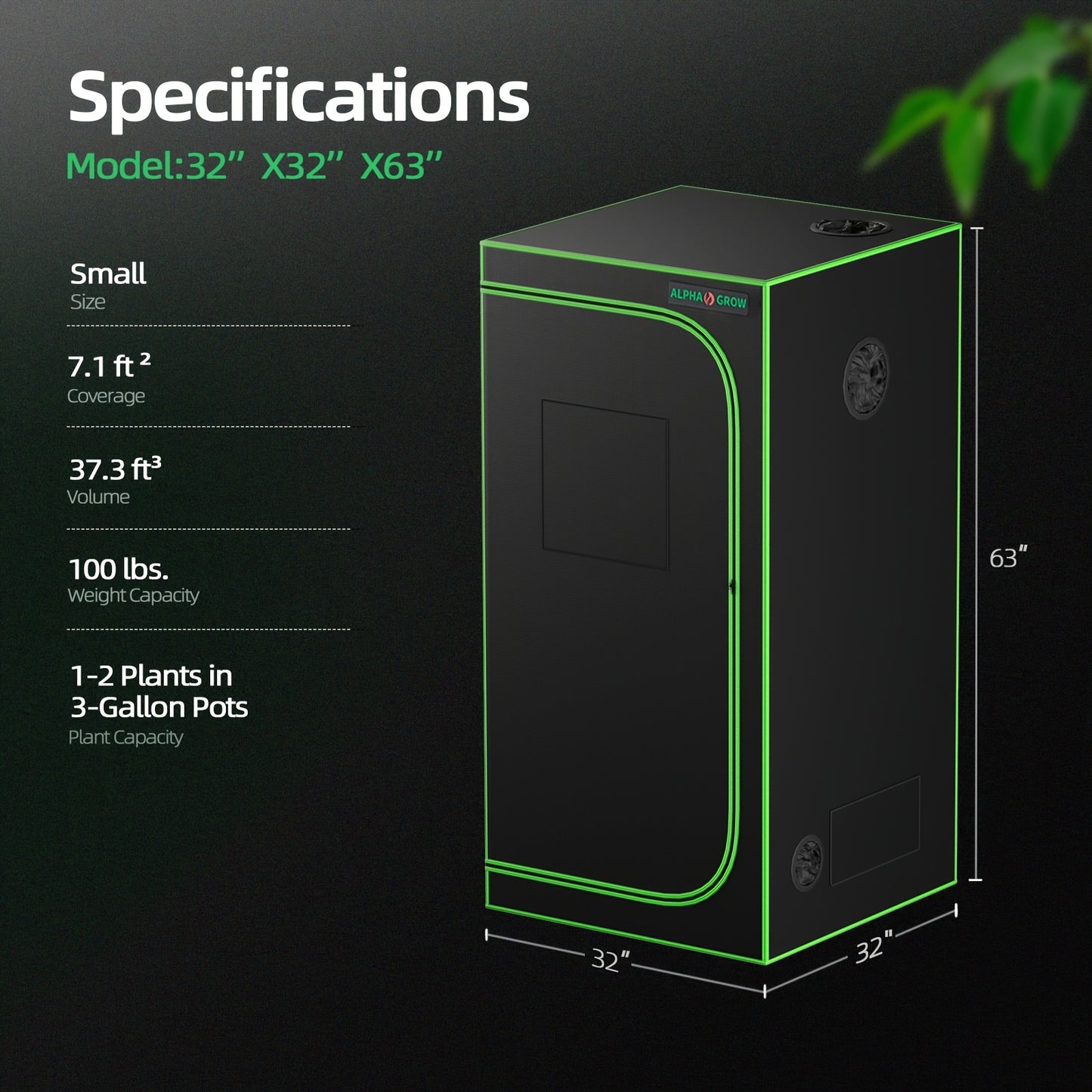 Alphagrow Portable Grow Tent 2x2 3x3 4x4ft Heavy Duty