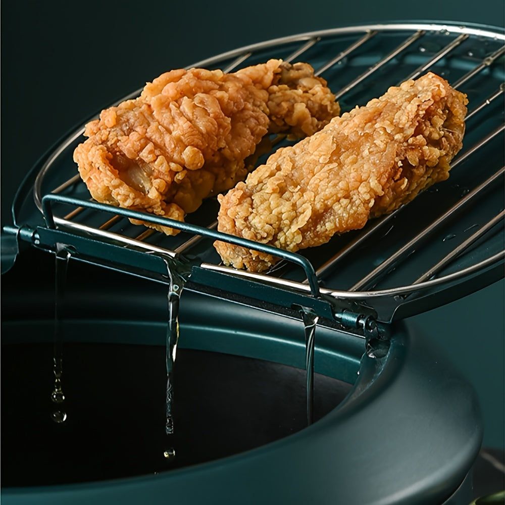 Green 4.3L Tempura Fryer Pot 11Inch Thermometer Nonstick