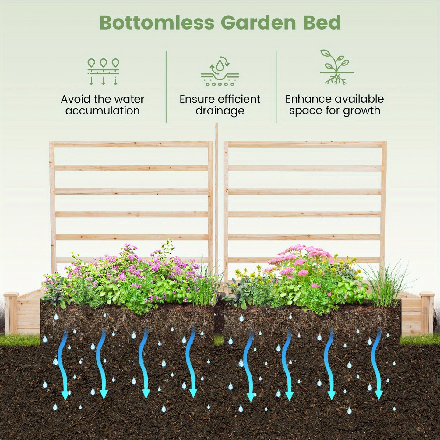 Costway Garden Bed With Two Planter Boxes And Trellis