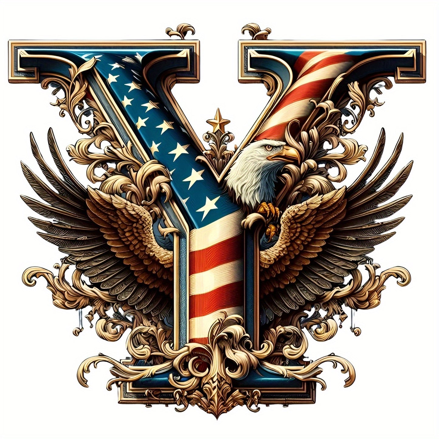 DIY Diamond Art Eagle Flag Alphabet 5D Kit 25 Letters AZ