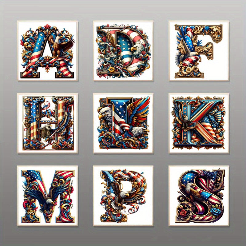 DIY Diamond Art Eagle Flag Alphabet 5D Kit 25 Letters AZ
