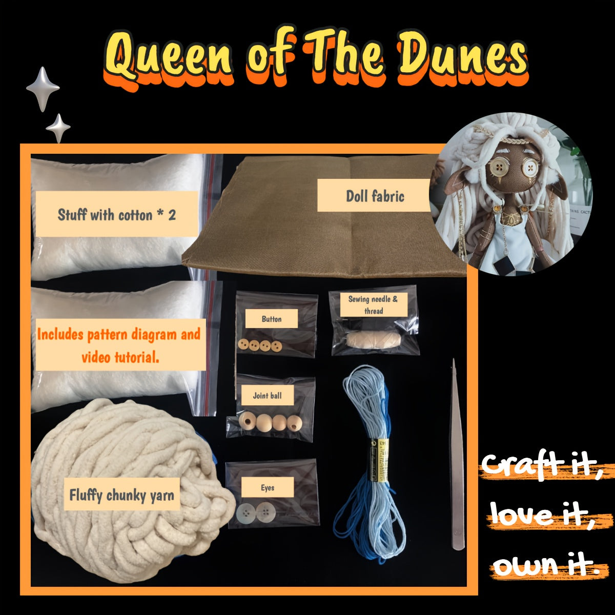 Queen Of The Dunes Doll Kit With All In One Materials