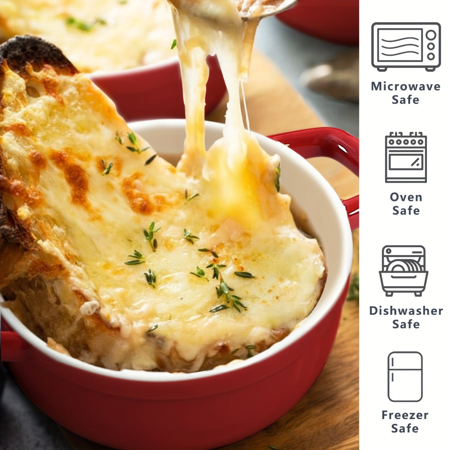 Mini Cocotte 12oz Ceramic Casserole Set Of 4 Red Oven Safe