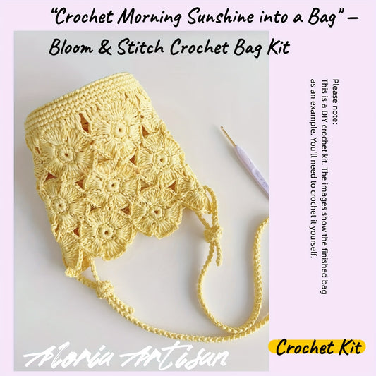 Lemon Yellow Daisy Crochet Shoulder Bag Kit Raffia Yarn