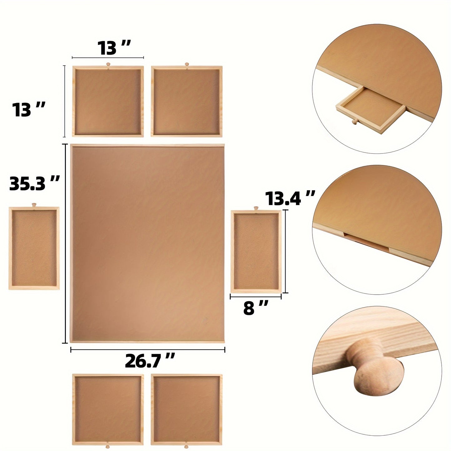 Wooden Puzzle Table 27x35 Inch With Six Drawers Organizer