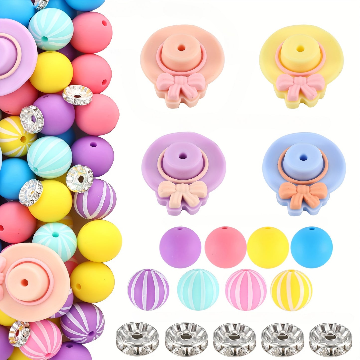 Silicone Beads 15mm 98Pcs Rondelle Spacer For DIY Jewelry