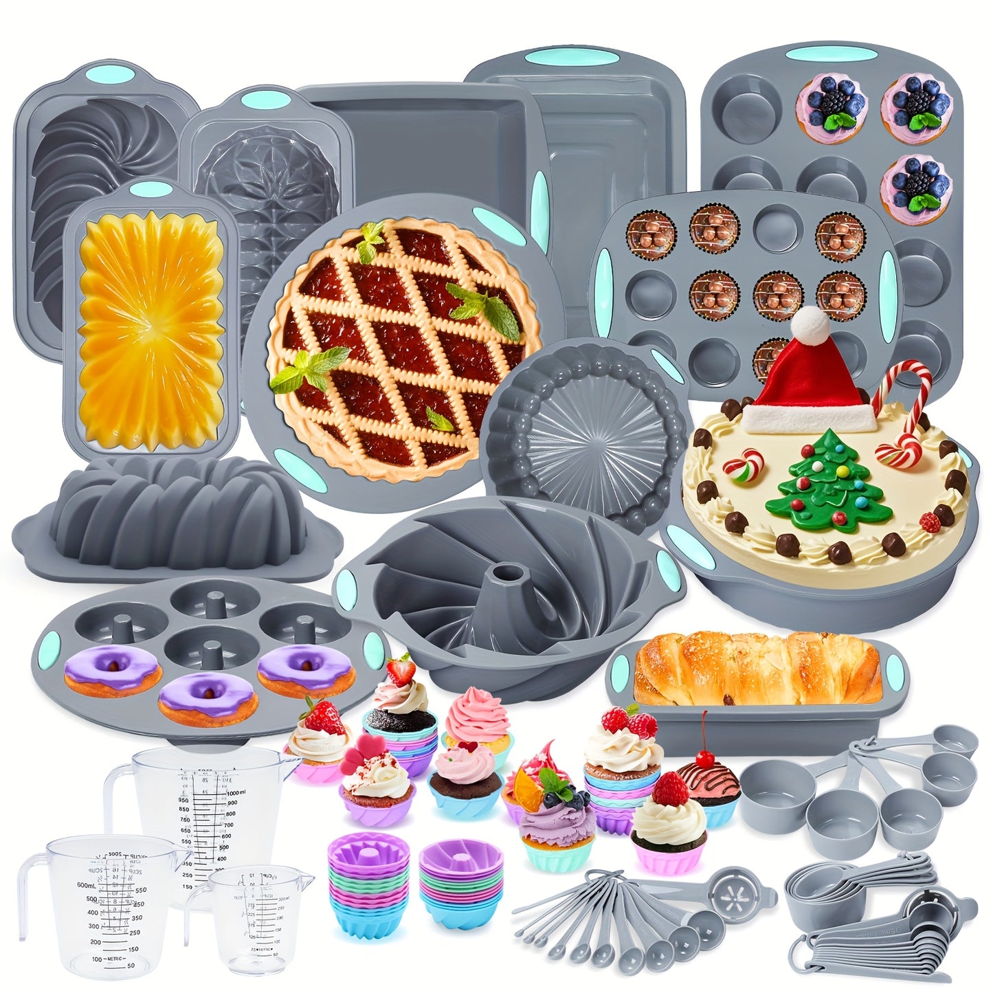 Silicone Bakeware Set 45 54 99 Pcs Nonstick Pans Grey