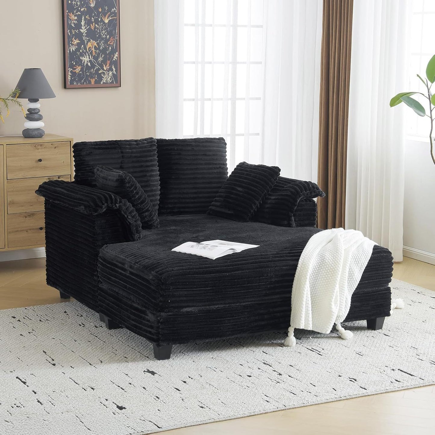 Motoos 56 Inch Oversized Sofa Bed With Corduroy Recliner