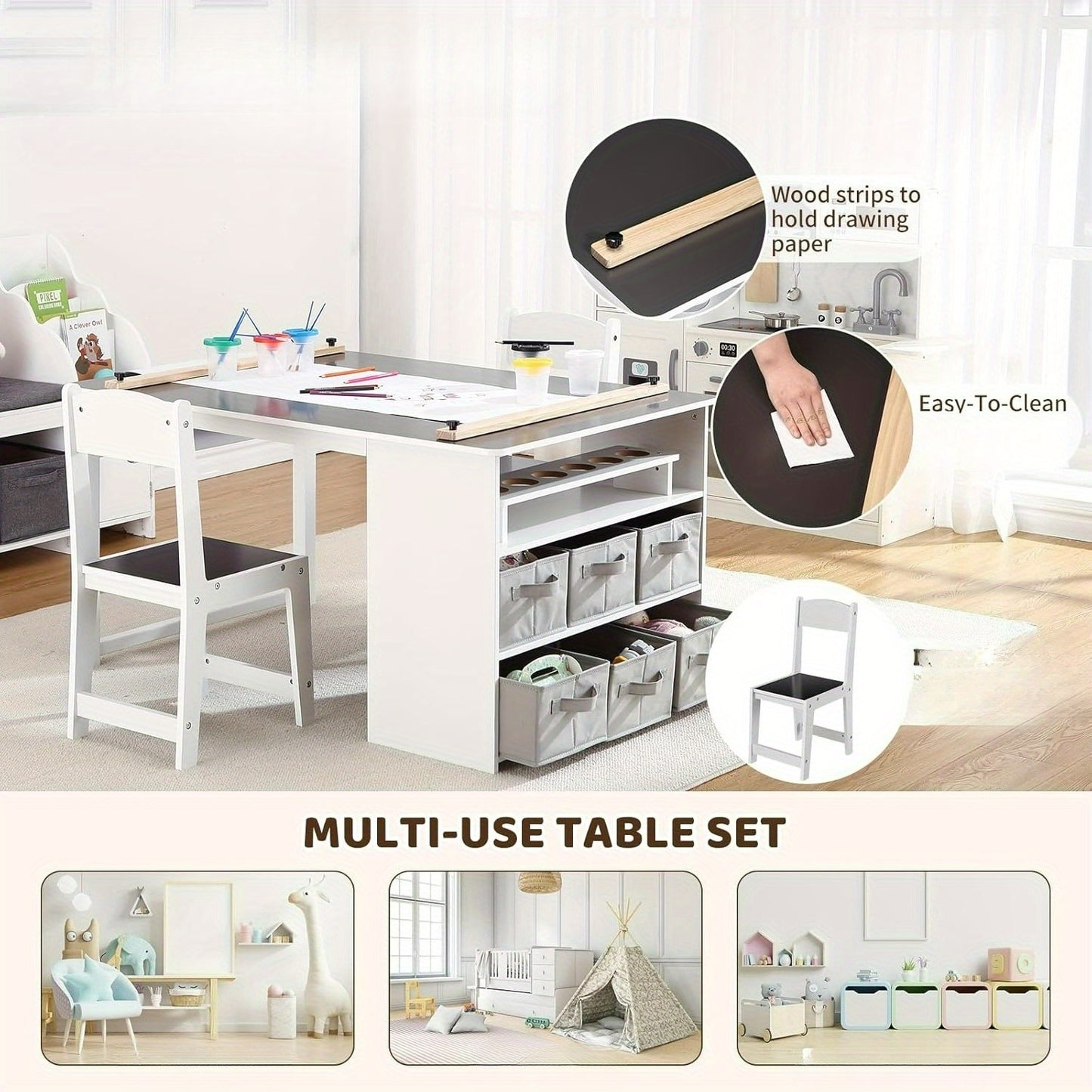 Cuties 4-in-1 Craft Table with Chair and Organizer