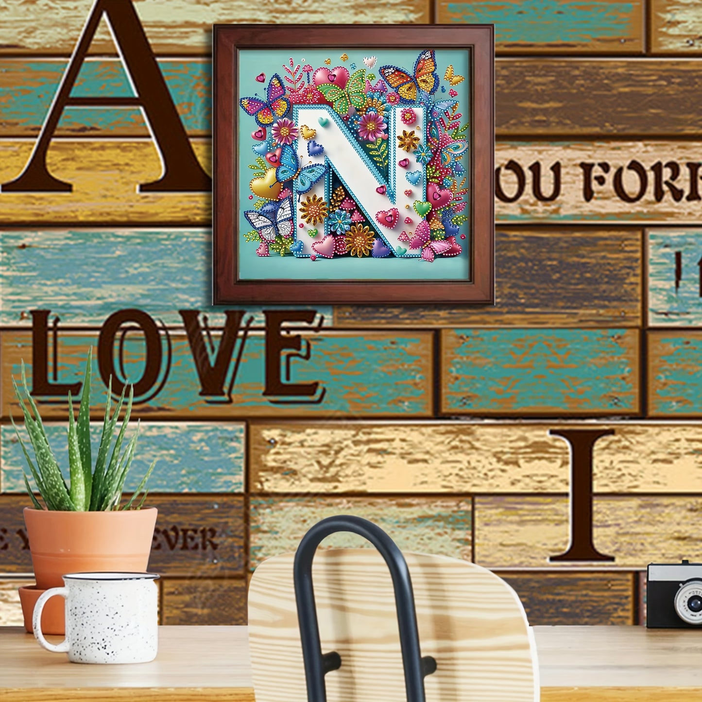 DIY Alphabet Diamond Painting Kit with Butterfly Designs