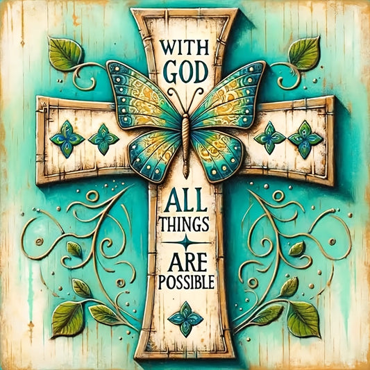 5D Diamond Painting Kit Cross Under Gods Protection