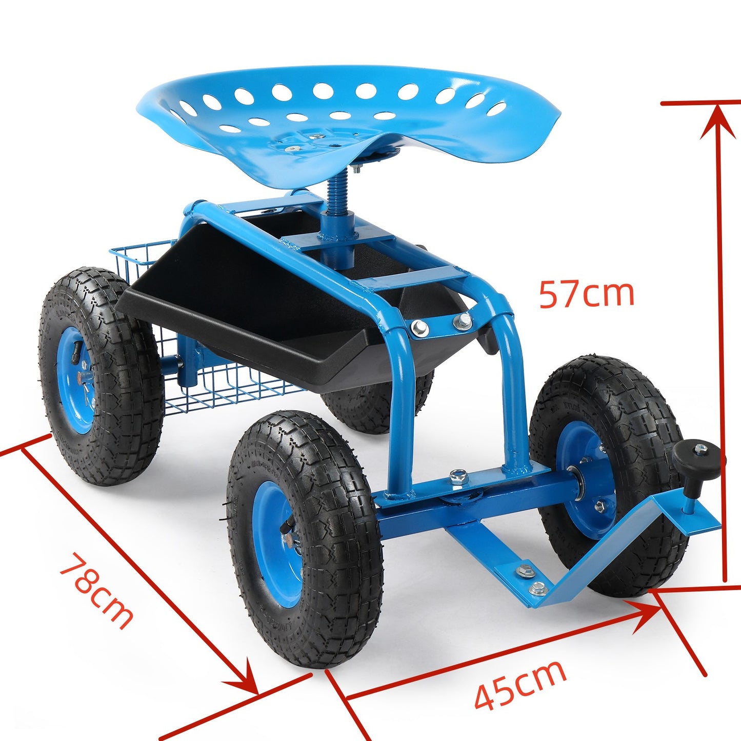 Telescopic Black Iron Garden Cart with Seat Cushion