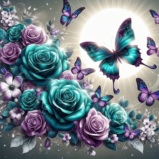Dreamy Purple Butterfly Floral 3D Diamond Painting Kit