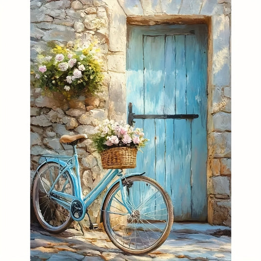 Adult Digital Oil Painting Kit Beginners Bicycle Flowers
