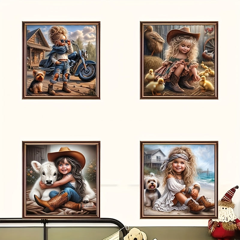 Cartoon Round Diamond Painting Kit 4pc Full Drill 5D