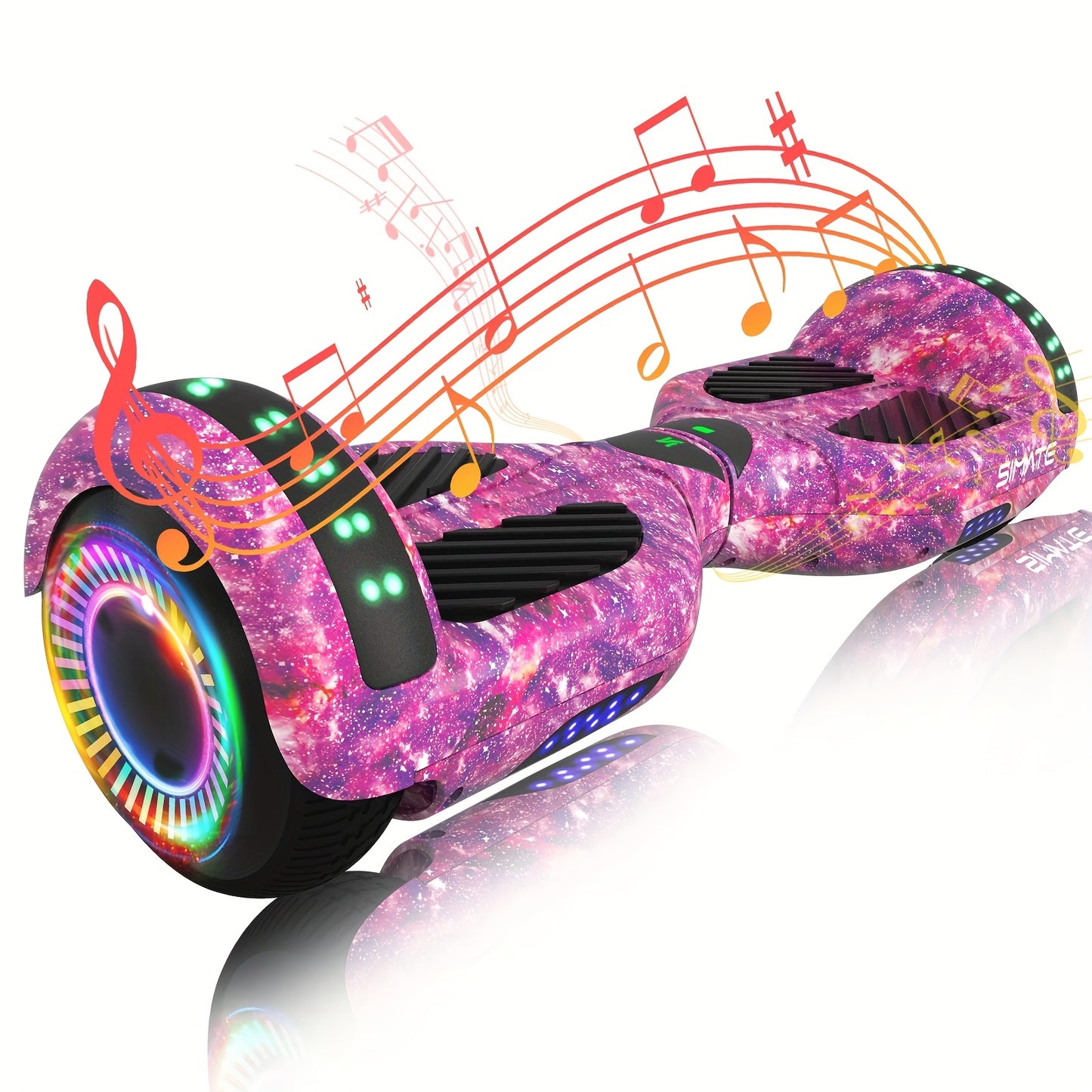 Simate 6.5 Inch Self Balancing Hoverboard Led Lights 7.5mph