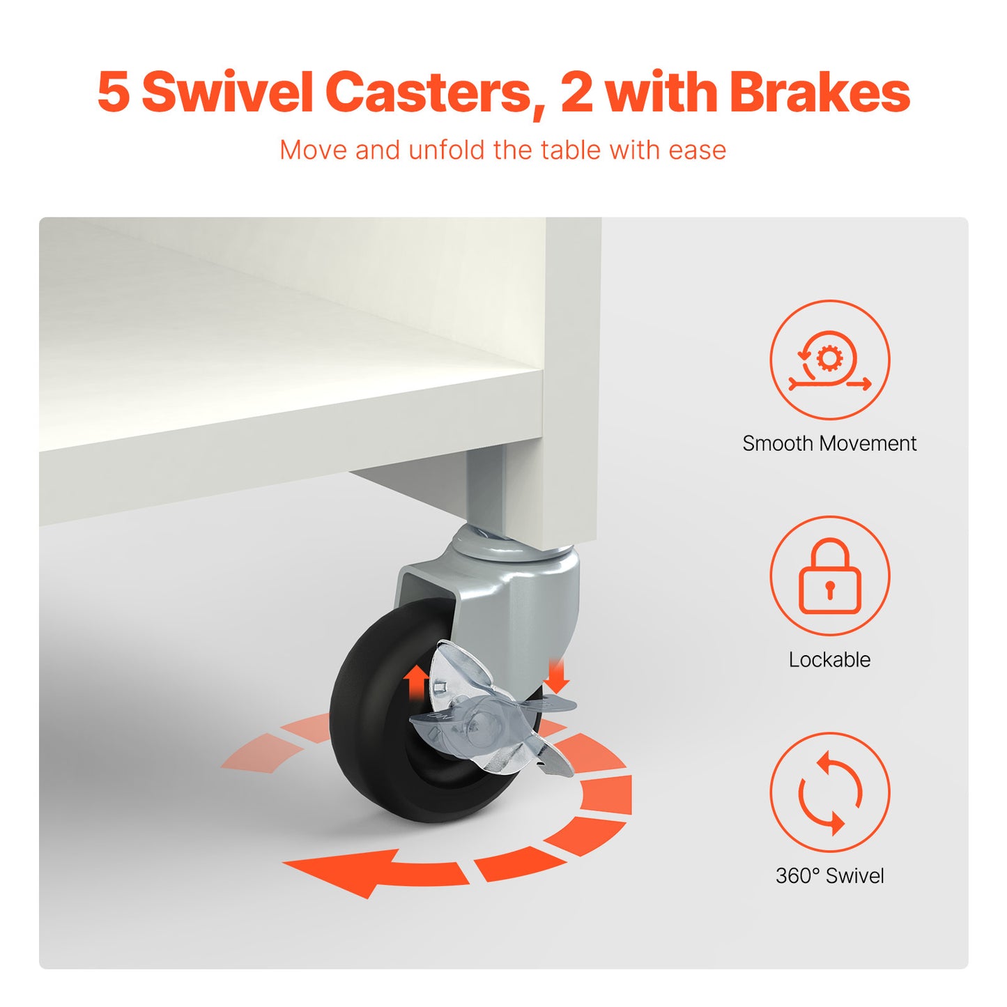 Vevor Folding Sewing Craft Table With Lockable Wheels