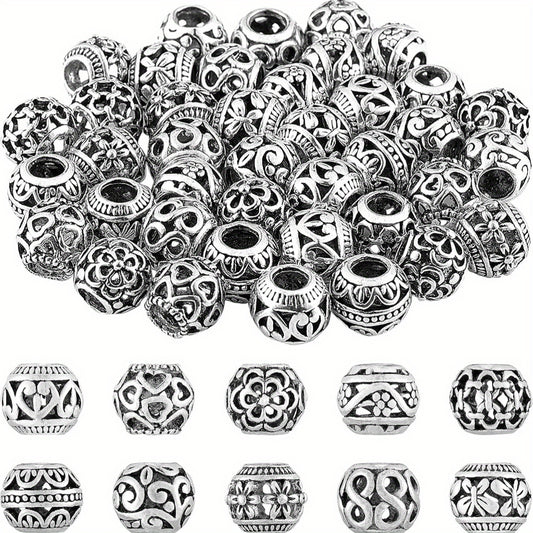 Tibetan Style Filigree Zinc Alloy Beads 12mm Spacer 60pcs