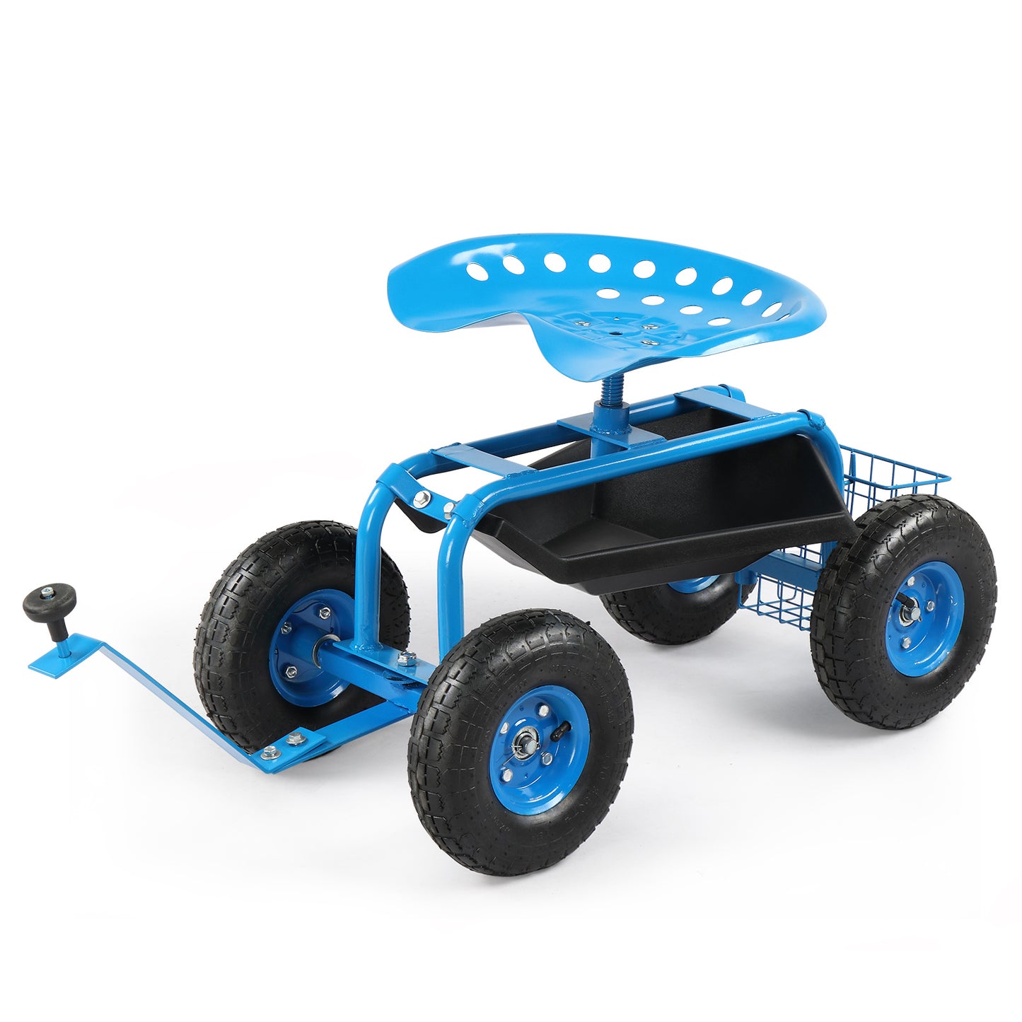 Telescopic Black Iron Garden Cart with Seat Cushion