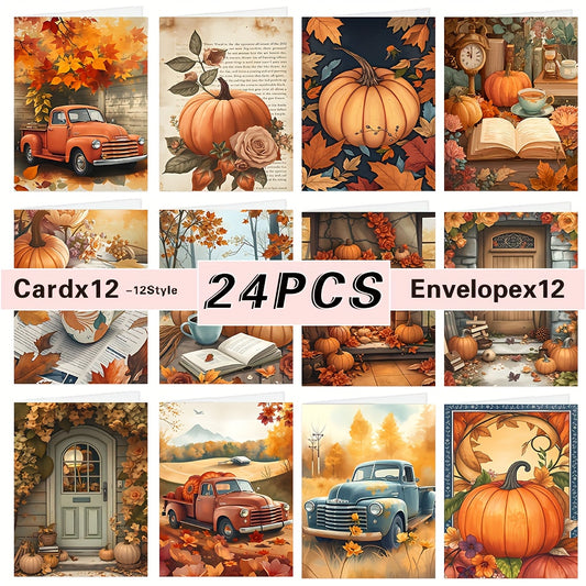 Autumn Thanksgiving Card Kit With Blank Cards And Envelopes